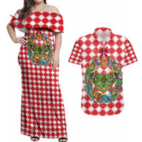 Christmas Butterfly Wreath Couples Matching Off Shoulder Maxi Dress and Hawaiian Shirt Xmas Holiday Patterns - Wonder Print Shop