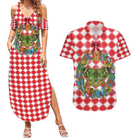 Christmas Butterfly Wreath Couples Matching Summer Maxi Dress and Hawaiian Shirt Xmas Holiday Patterns - Wonder Print Shop