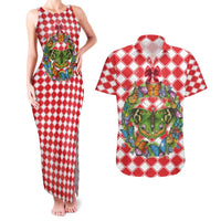 Christmas Butterfly Wreath Couples Matching Tank Maxi Dress and Hawaiian Shirt Xmas Holiday Patterns - Wonder Print Shop