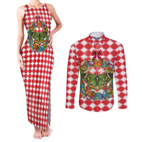 Christmas Butterfly Wreath Couples Matching Tank Maxi Dress and Long Sleeve Button Shirt Xmas Holiday Patterns - Wonder Print Shop
