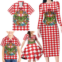 Christmas Butterfly Wreath Family Matching Long Sleeve Bodycon Dress and Hawaiian Shirt Xmas Holiday Patterns - Wonder Print Shop