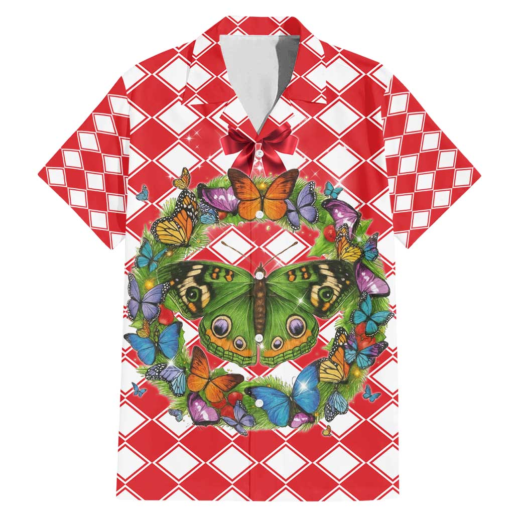 Christmas Butterfly Wreath Family Matching Mermaid Dress and Hawaiian Shirt Xmas Holiday Patterns - Wonder Print Shop