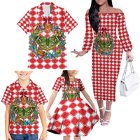 Christmas Butterfly Wreath Family Matching Off The Shoulder Long Sleeve Dress and Hawaiian Shirt Xmas Holiday Patterns - Wonder Print Shop