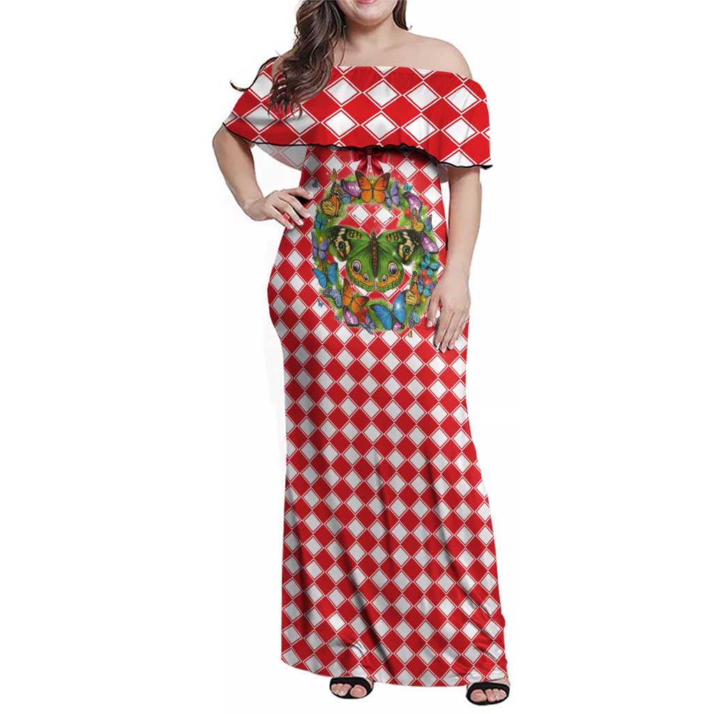 Christmas Butterfly Wreath Family Matching Off Shoulder Maxi Dress and Hawaiian Shirt Xmas Holiday Patterns - Wonder Print Shop