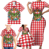 Christmas Butterfly Wreath Family Matching Short Sleeve Bodycon Dress and Hawaiian Shirt Xmas Holiday Patterns - Wonder Print Shop