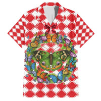 Christmas Butterfly Wreath Family Matching Summer Maxi Dress and Hawaiian Shirt Xmas Holiday Patterns - Wonder Print Shop