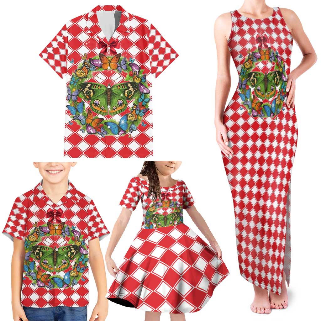Christmas Butterfly Wreath Family Matching Tank Maxi Dress and Hawaiian Shirt Xmas Holiday Patterns - Wonder Print Shop