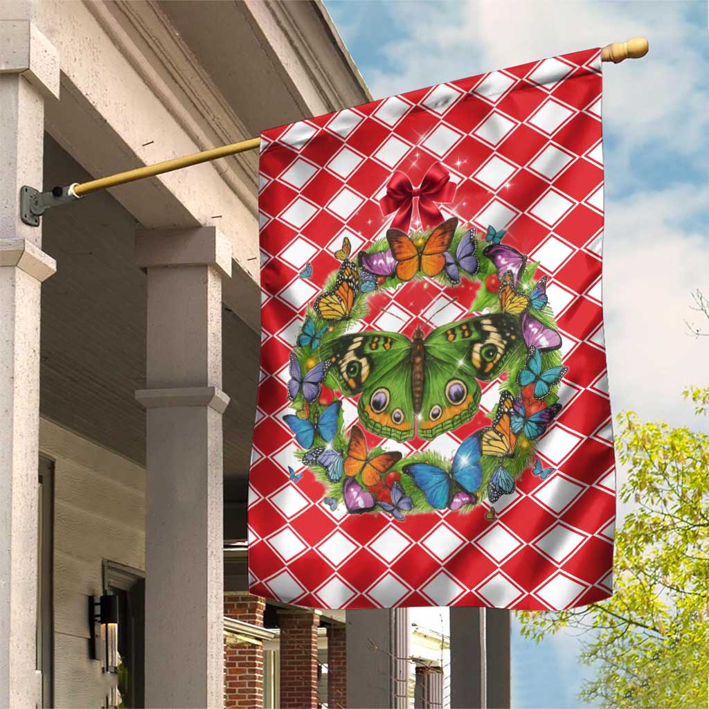 Christmas Butterfly Wreath Garden Flag Xmas Holiday Patterns - Wonder Print Shop