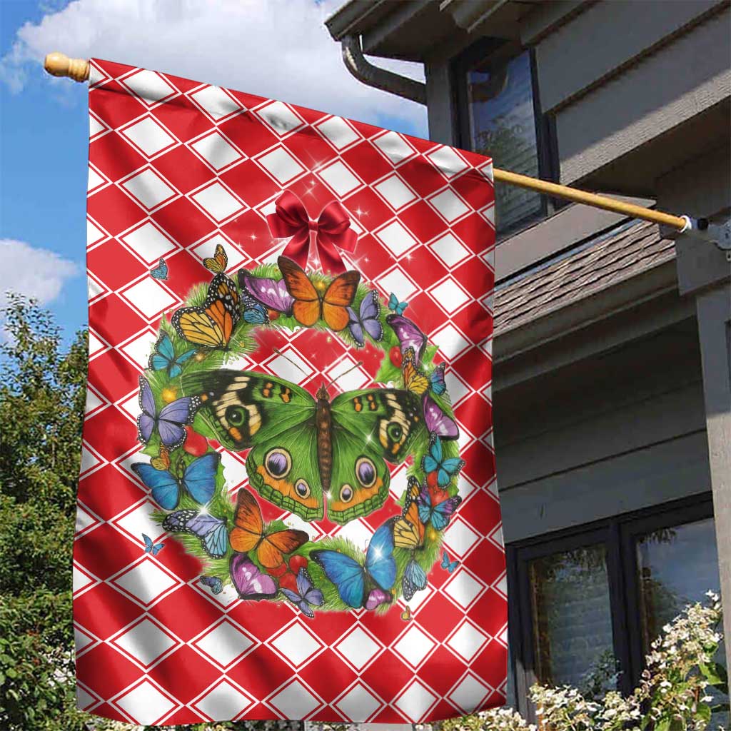 Christmas Butterfly Wreath Garden Flag Xmas Holiday Patterns - Wonder Print Shop