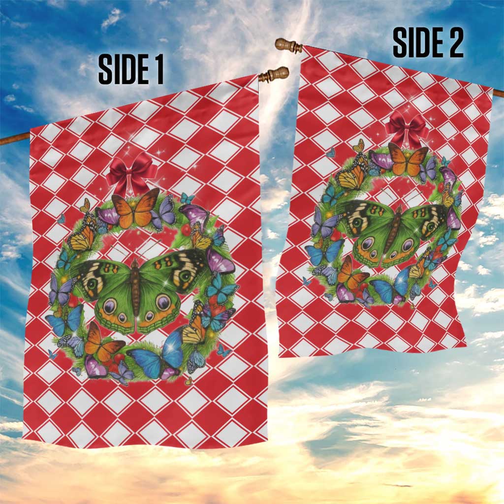 Christmas Butterfly Wreath Garden Flag Xmas Holiday Patterns - Wonder Print Shop