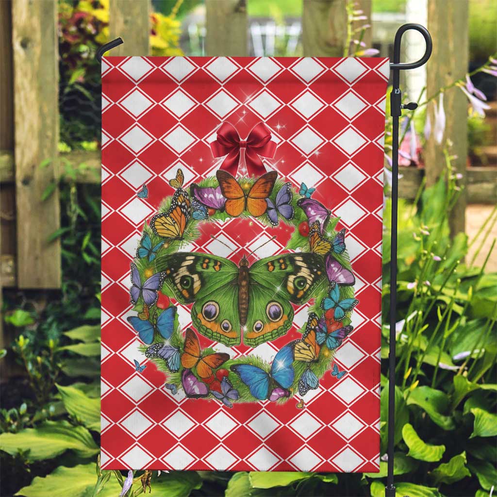 Christmas Butterfly Wreath Garden Flag Xmas Holiday Patterns - Wonder Print Shop