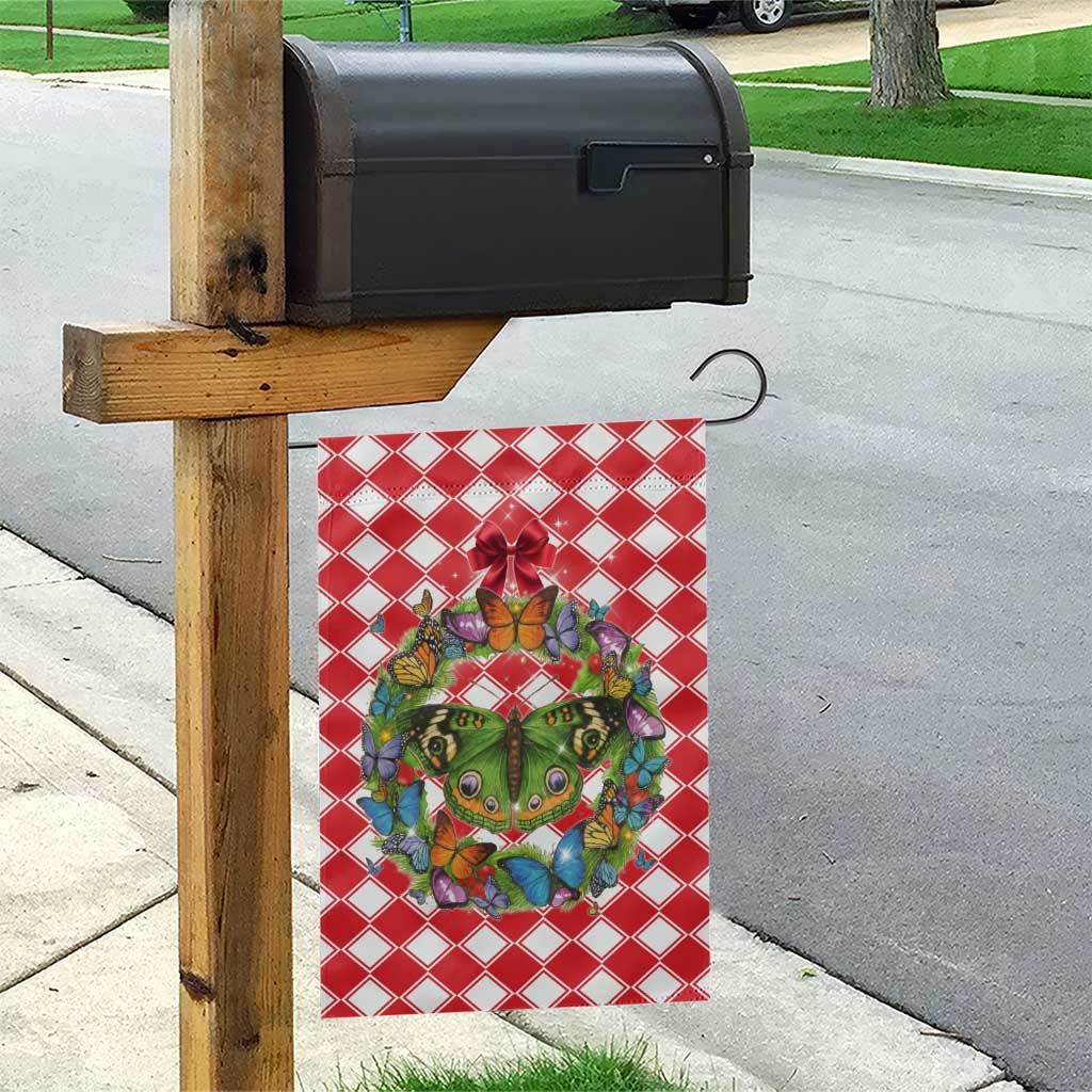 Christmas Butterfly Wreath Garden Flag Xmas Holiday Patterns - Wonder Print Shop