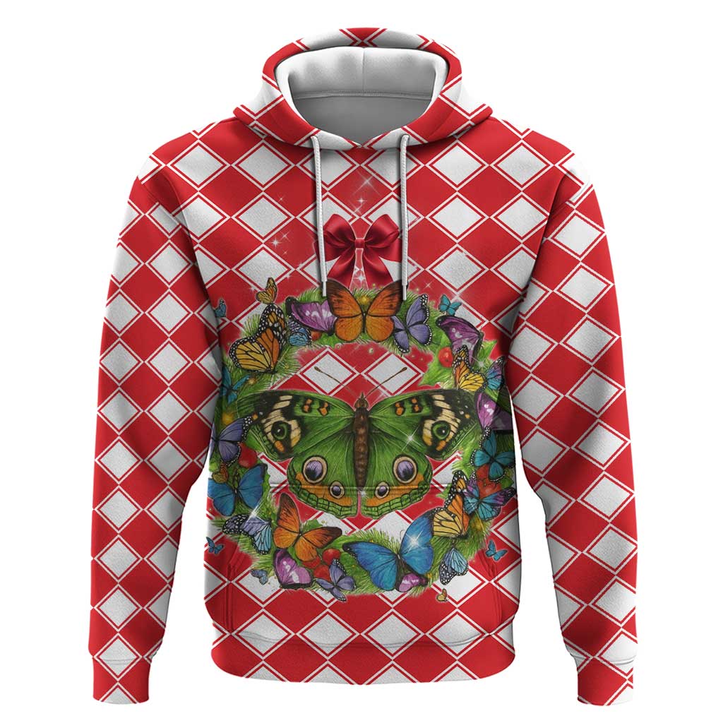 Christmas Butterfly Wreath Hoodie Xmas Holiday Patterns - Wonder Print Shop