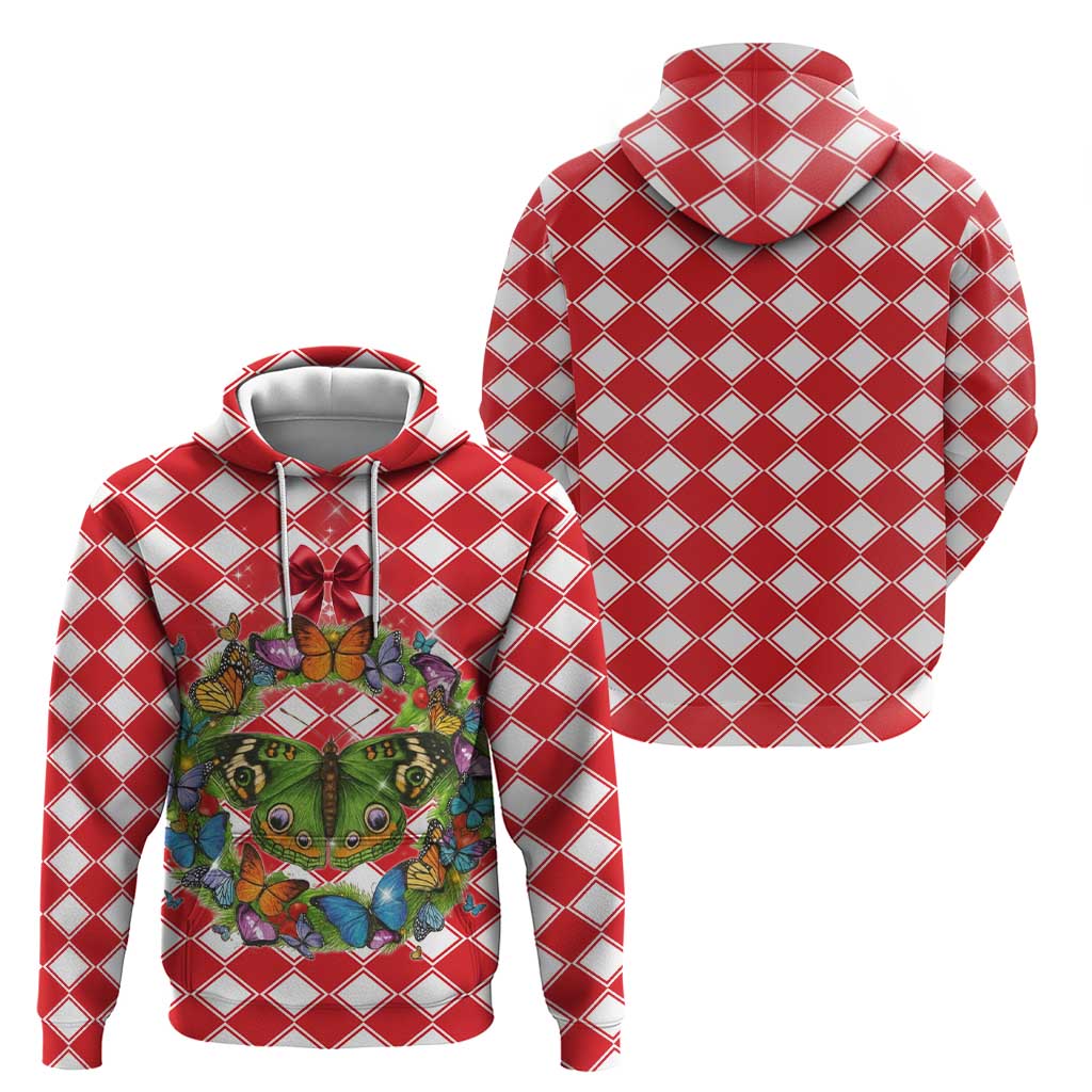 Christmas Butterfly Wreath Hoodie Xmas Holiday Patterns - Wonder Print Shop