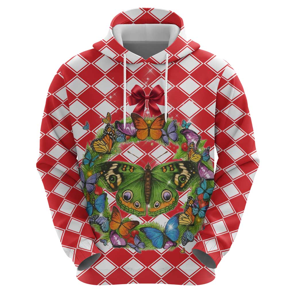 Christmas Butterfly Wreath Hoodie Xmas Holiday Patterns - Wonder Print Shop