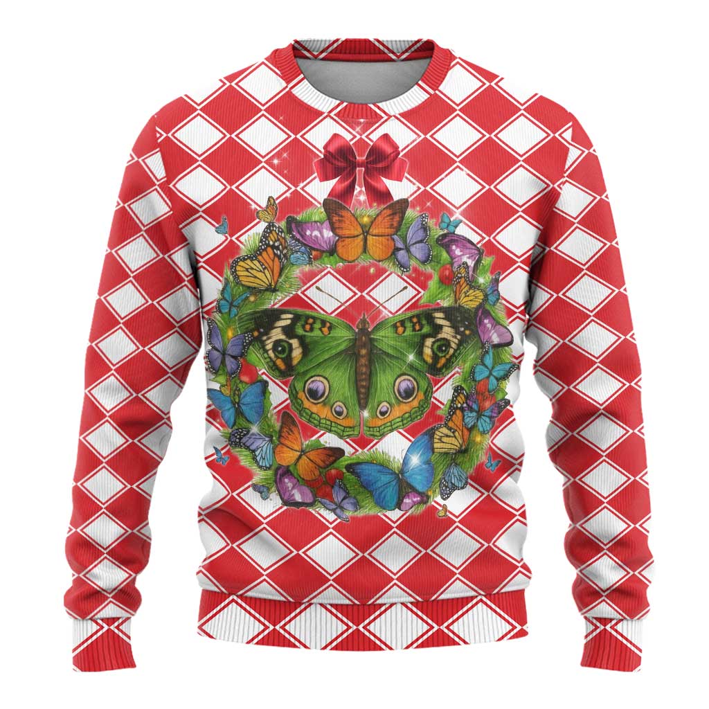 Christmas Butterfly Wreath Ugly Christmas Sweater Xmas Holiday Patterns - Wonder Print Shop