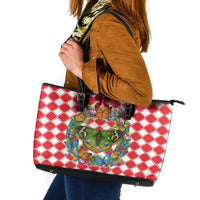 Christmas Butterfly Wreath Leather Tote Bag Xmas Holiday Patterns - Wonder Print Shop