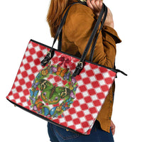 Christmas Butterfly Wreath Leather Tote Bag Xmas Holiday Patterns - Wonder Print Shop