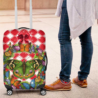 Christmas Butterfly Wreath Luggage Cover Xmas Holiday Patterns - Wonder Print Shop