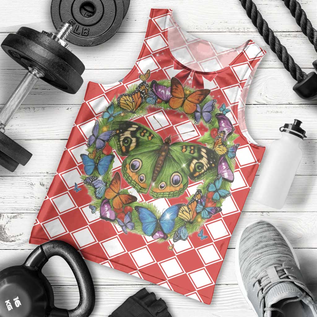 Christmas Butterfly Wreath Men Tank Top Xmas Holiday Patterns - Wonder Print Shop
