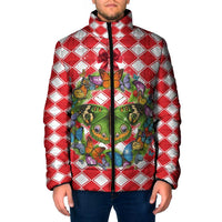 Christmas Butterfly Wreath Padded Jacket Xmas Holiday Patterns - Wonder Print Shop