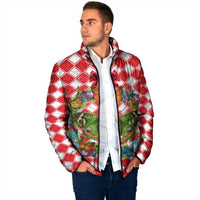 Christmas Butterfly Wreath Padded Jacket Xmas Holiday Patterns - Wonder Print Shop
