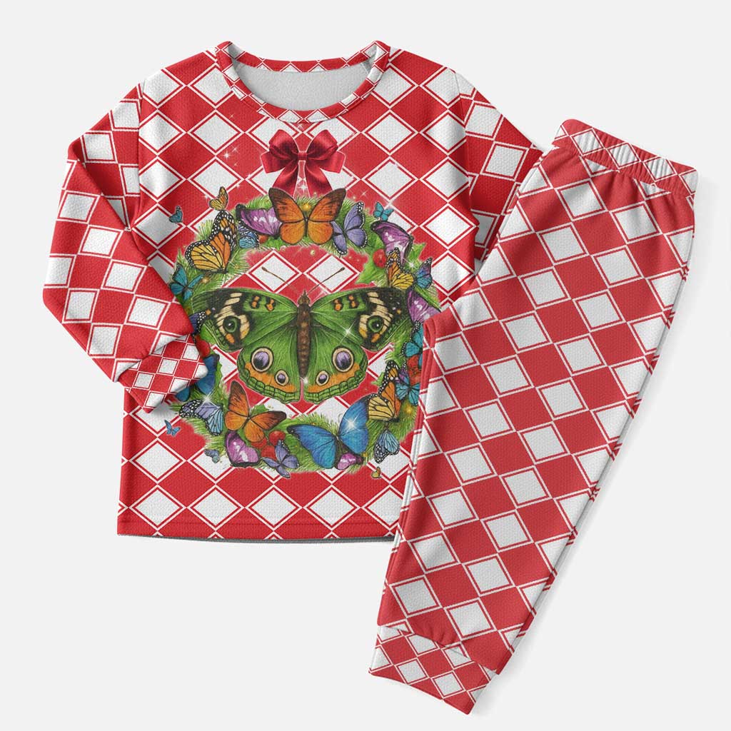 Christmas Butterfly Wreath Christmas Pajama Set Xmas Holiday Patterns - Wonder Print Shop