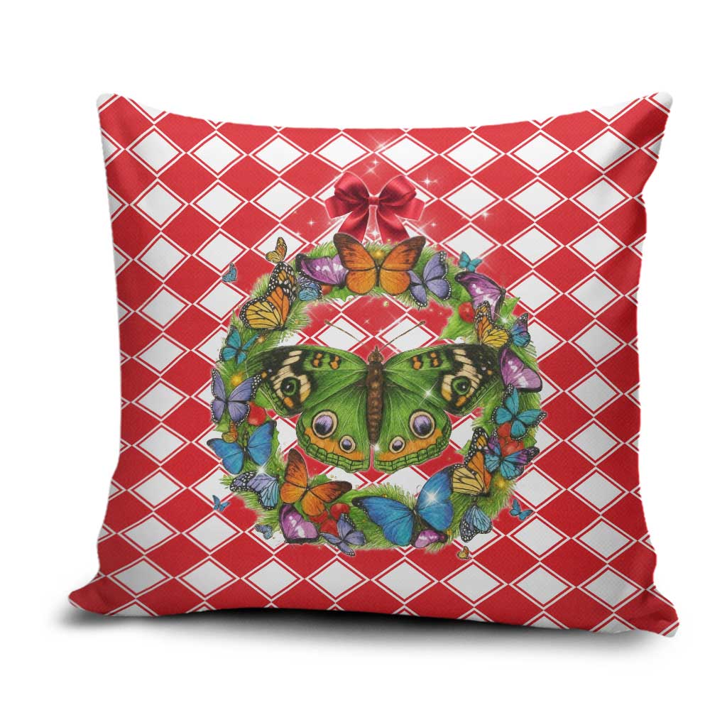 Christmas Butterfly Wreath Pillow Cover Xmas Holiday Patterns - Wonder Print Shop