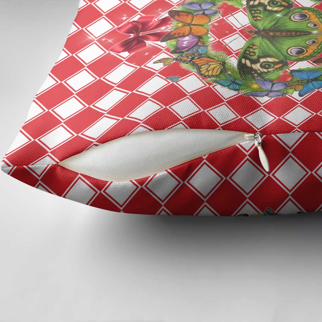 Christmas Butterfly Wreath Pillow Cover Xmas Holiday Patterns - Wonder Print Shop