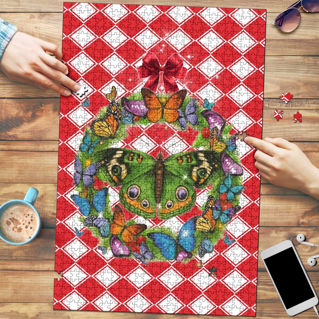 Christmas Butterfly Wreath Puzzle Xmas Holiday Patterns - Wonder Print Shop