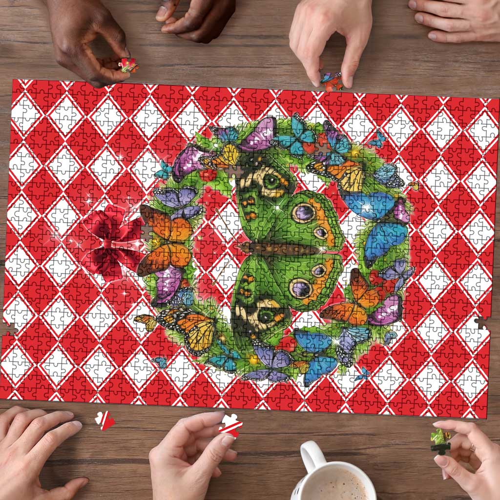 Christmas Butterfly Wreath Puzzle Xmas Holiday Patterns - Wonder Print Shop