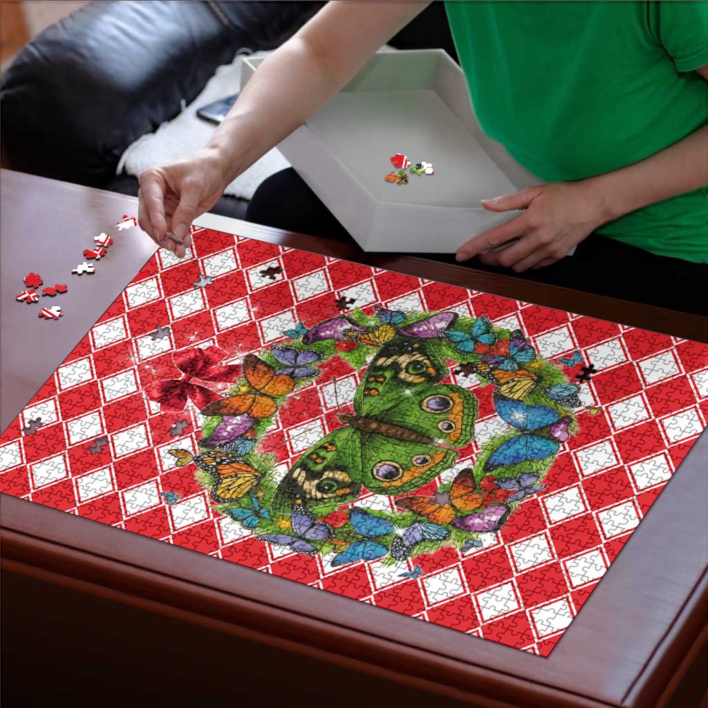 Christmas Butterfly Wreath Puzzle Xmas Holiday Patterns - Wonder Print Shop