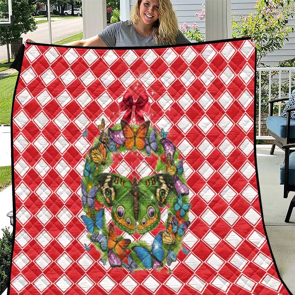 Christmas Butterfly Wreath Quilt Xmas Holiday Patterns - Wonder Print Shop