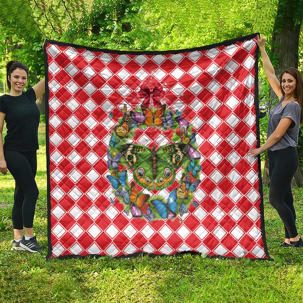 Christmas Butterfly Wreath Quilt Xmas Holiday Patterns - Wonder Print Shop