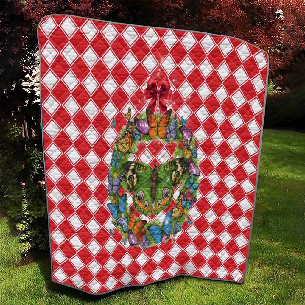 Christmas Butterfly Wreath Quilt Xmas Holiday Patterns - Wonder Print Shop