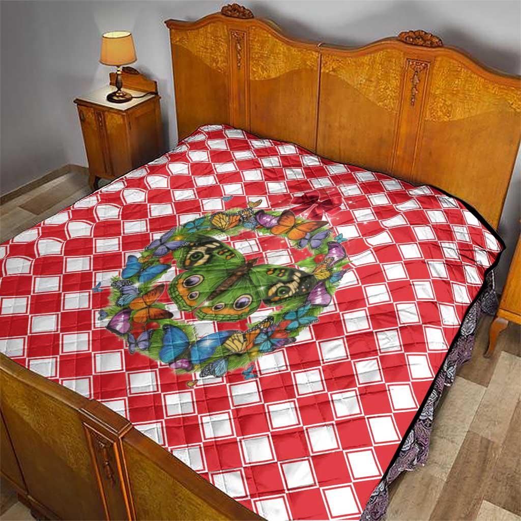 Christmas Butterfly Wreath Quilt Xmas Holiday Patterns - Wonder Print Shop