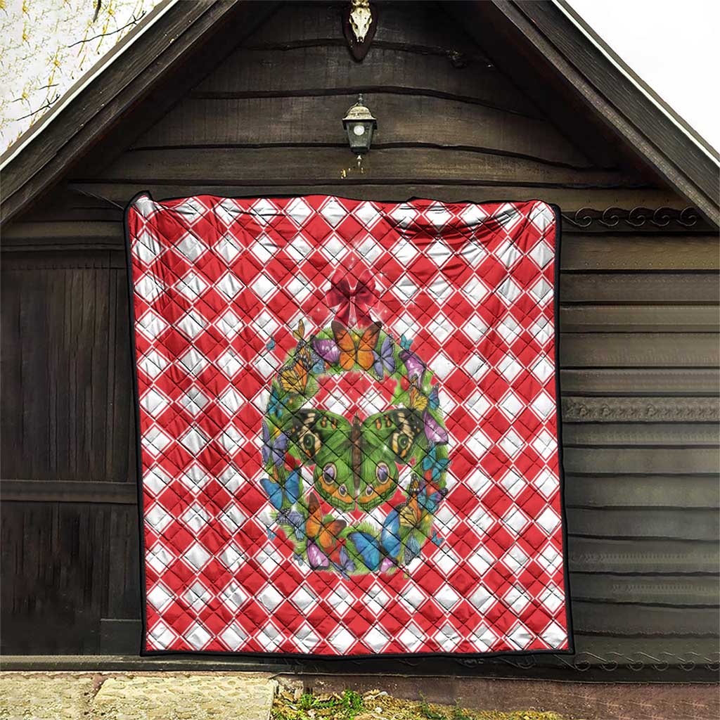 Christmas Butterfly Wreath Quilt Xmas Holiday Patterns - Wonder Print Shop