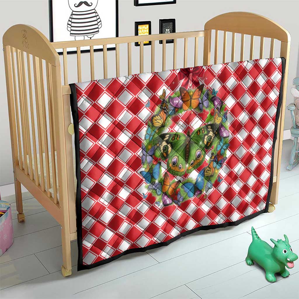 Christmas Butterfly Wreath Quilt Xmas Holiday Patterns - Wonder Print Shop