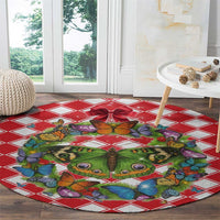Christmas Butterfly Wreath Round Carpet Xmas Holiday Patterns - Wonder Print Shop