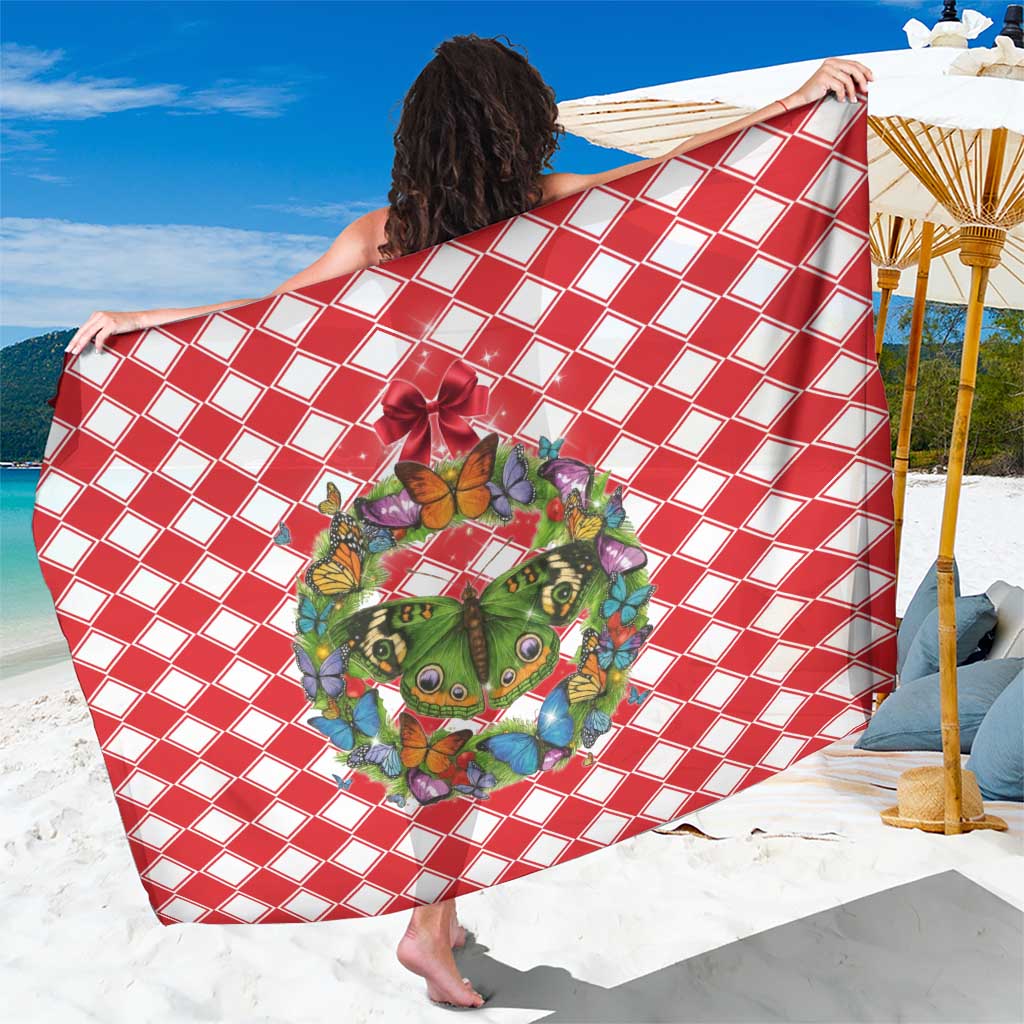 Christmas Butterfly Wreath Sarong Xmas Holiday Patterns - Wonder Print Shop