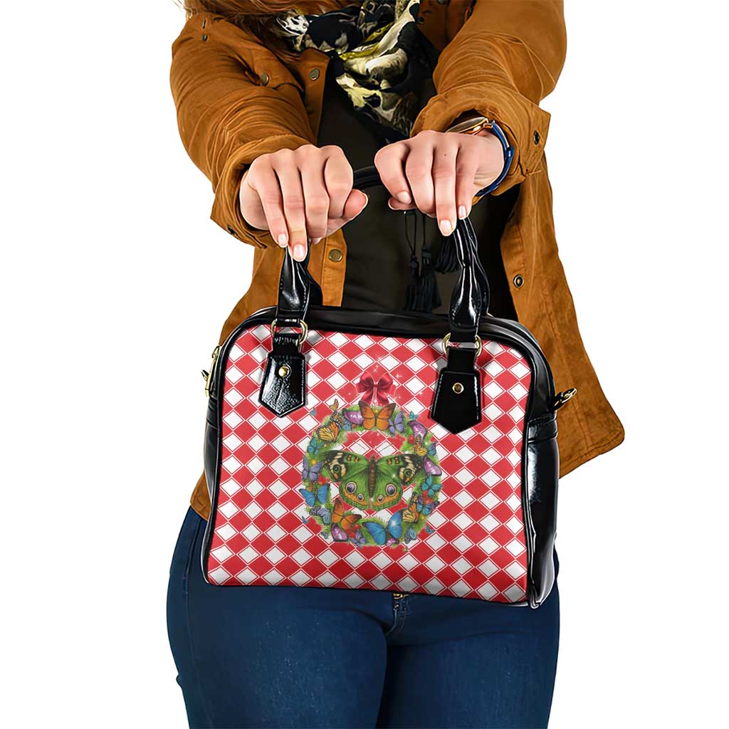 Christmas Butterfly Wreath Shoulder Handbag Xmas Holiday Patterns - Wonder Print Shop