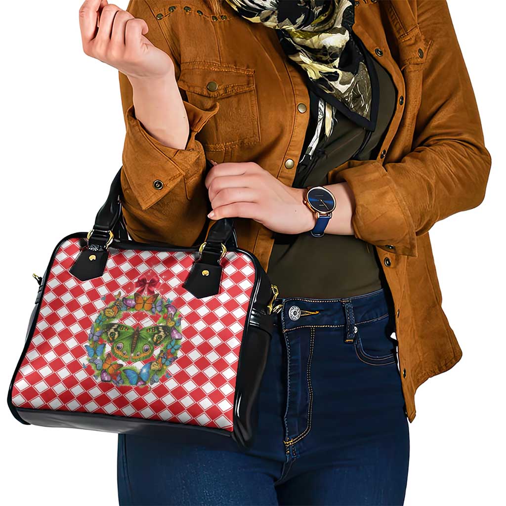 Christmas Butterfly Wreath Shoulder Handbag Xmas Holiday Patterns - Wonder Print Shop