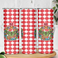 Christmas Butterfly Wreath Skinny Tumbler Xmas Holiday Patterns - Wonder Print Shop