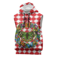 Christmas Butterfly Wreath Sleeveless Hoodie Xmas Holiday Patterns - Wonder Print Shop