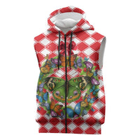 Christmas Butterfly Wreath Sleeveless Zip Hoodie Xmas Holiday Patterns - Wonder Print Shop