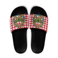 Christmas Butterfly Wreath Slide Sandals Xmas Holiday Patterns - Wonder Print Shop