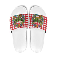 Christmas Butterfly Wreath Slide Sandals Xmas Holiday Patterns - Wonder Print Shop
