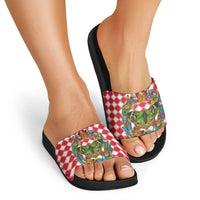 Christmas Butterfly Wreath Slide Sandals Xmas Holiday Patterns - Wonder Print Shop