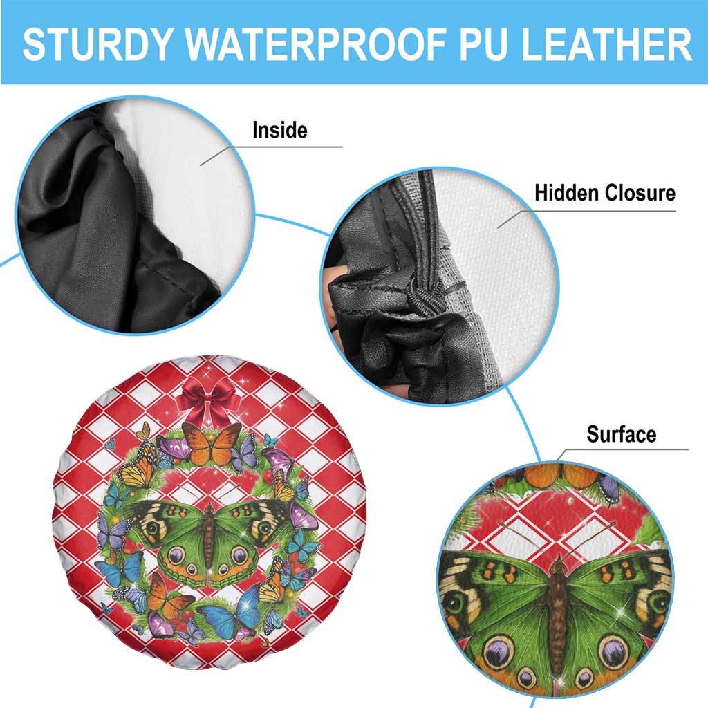 Christmas Butterfly Wreath Spare Tire Cover Xmas Holiday Patterns - Wonder Print Shop