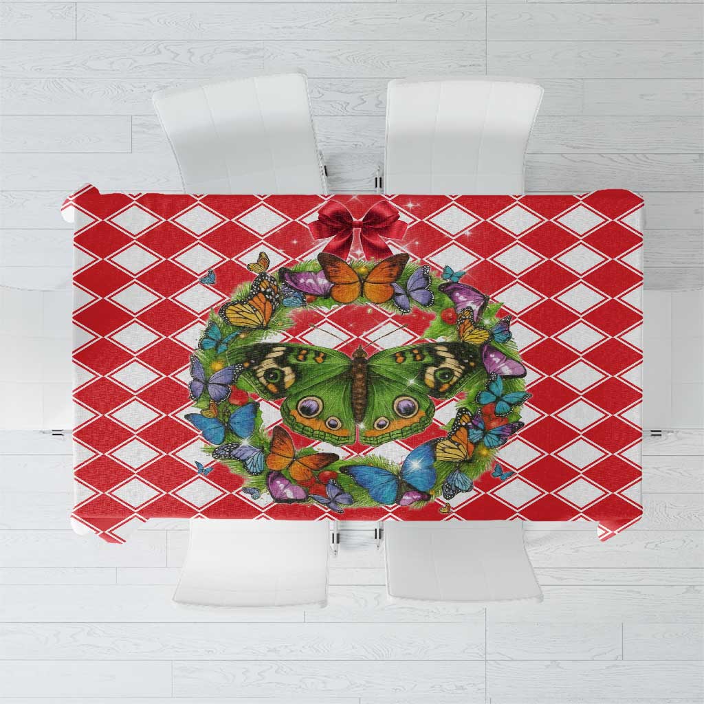 Christmas Butterfly Wreath Tablecloth Xmas Holiday Patterns - Wonder Print Shop